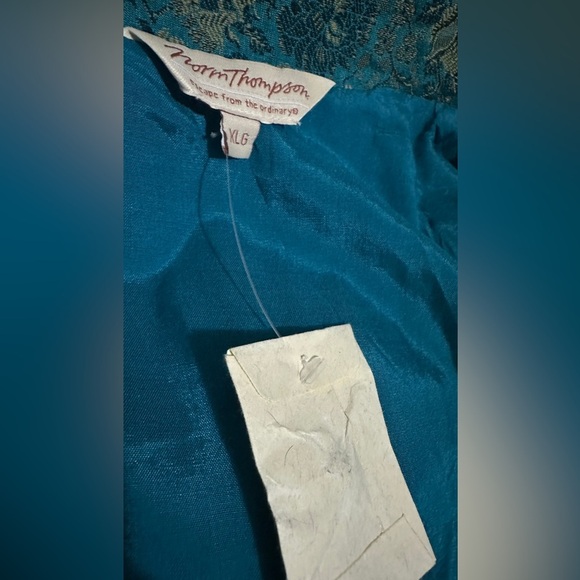 156 Norm Thompson |NWOT India Patchwork Jacket Teal Boho Vintage Style (size XL) - Picture 8 of 13